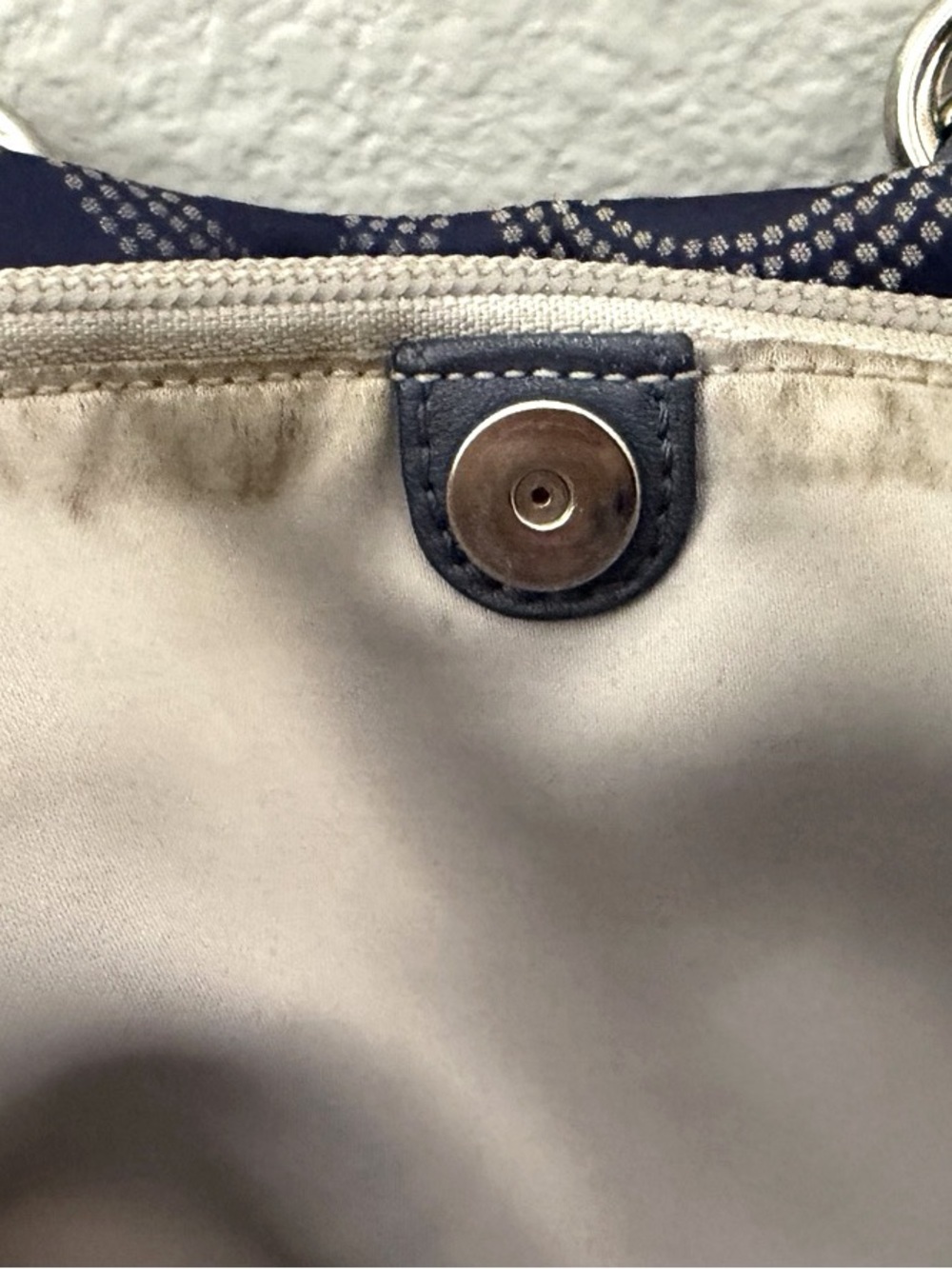Coach Navy Quilted Signature Circle Tote with Silver Hardware - Picture 9 of 9